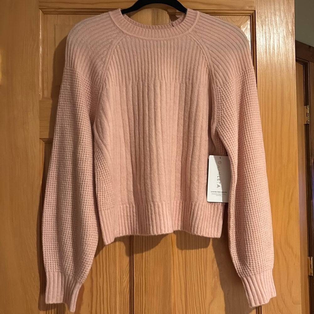 Pale pink Athleta Layover Crew Sweater.  Never worn with tag!